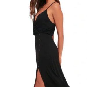 Lulus Palm Tree Breeze Black Ribbed Midi Dress